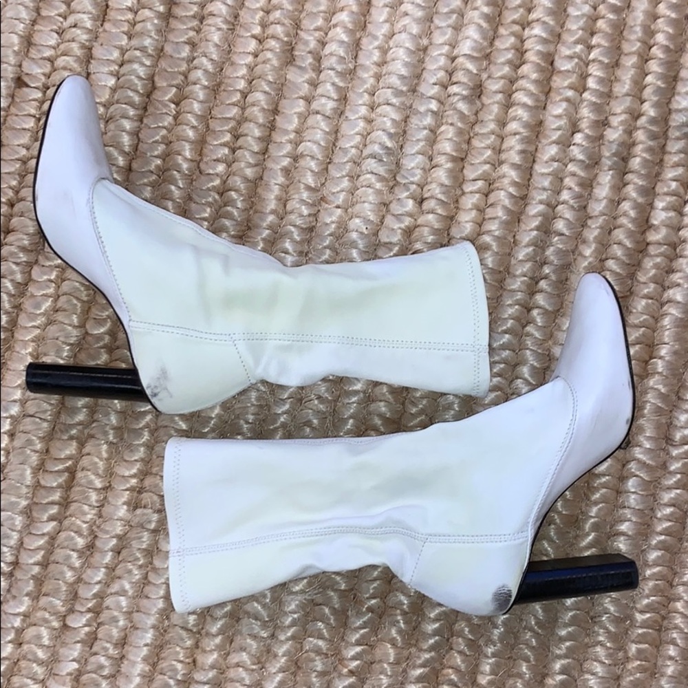 Zara woman white stretch leather heel booties 38